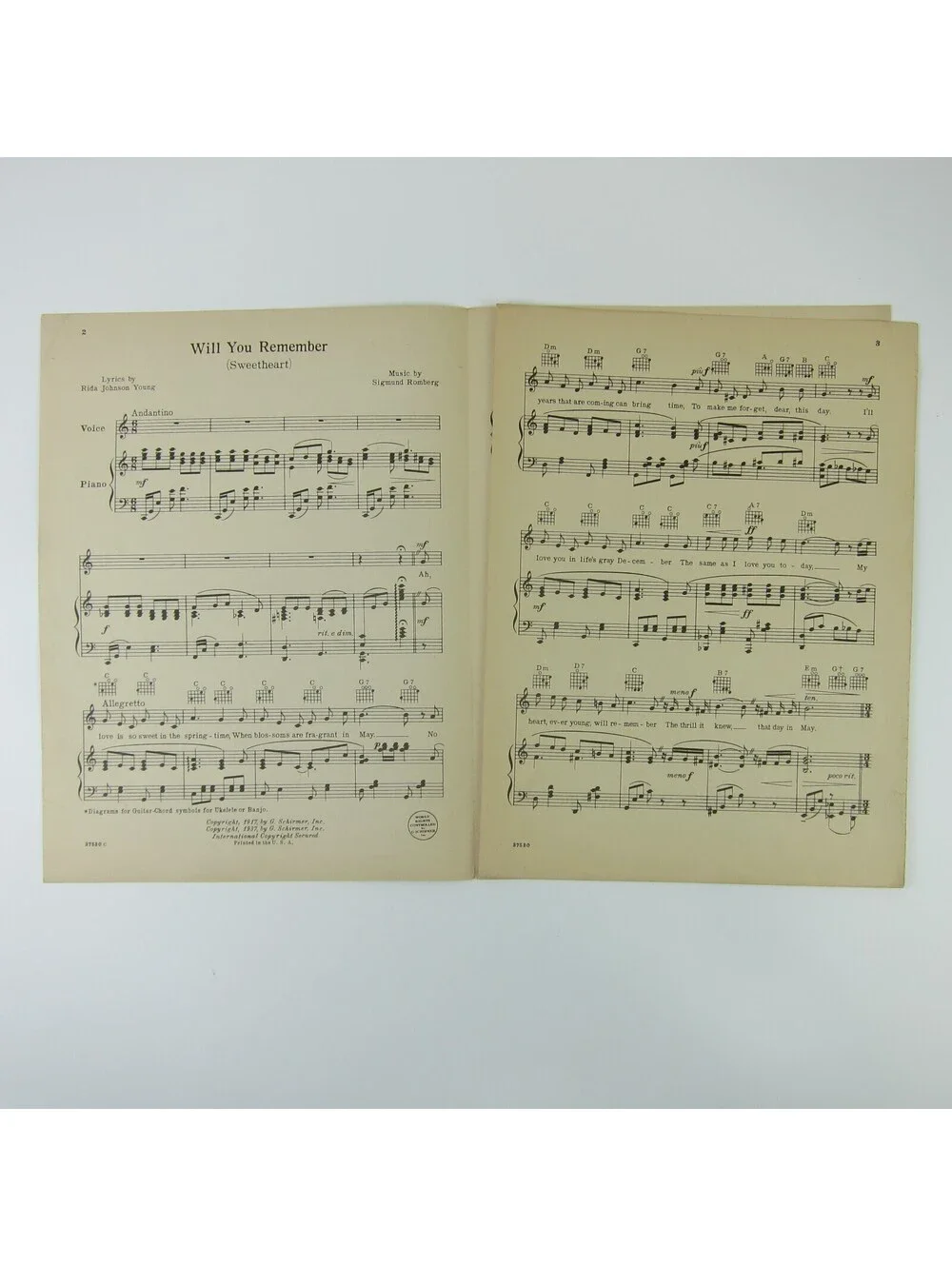 Sheet Music Will You Remember Maytime Jeanette McDonald Nelson Eddy Vintage 1937